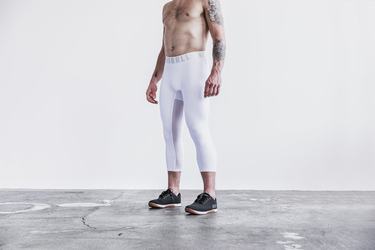 Nobull 3/4 Compression Men's Tights White | Australia (FG4716)